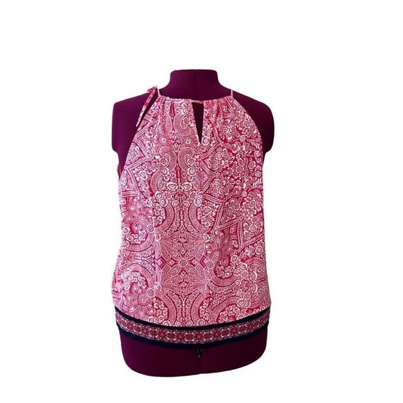 Soho Red White Blue Paisley Summer Halter Blouse Top X LARGE NWT Flowy Romantic - Picture 4 of 9